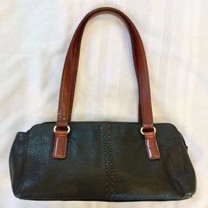 Vintage Fossil Pebbled Leather Bag w/ Stitching Detail
